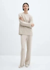 Mango Pijama Trouser Beige In Beige