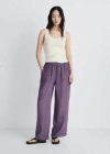 MANGO OVERDYED-DESIGN RAMIE TROUSERS PLUM