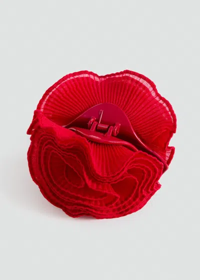 Mango Textured Flower Hair Clip Red