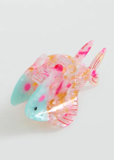 Mango Kids' Fish Hair Clip Coral Red In Multi