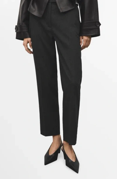 Mango Pinstripe Ankle Pants In Black