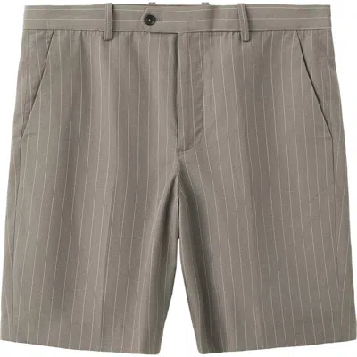 Mango Pinstripe Bermuda Shorts In Gray