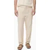 Mango Pinstripe Cotton & Linen Blend Pants In Neutral