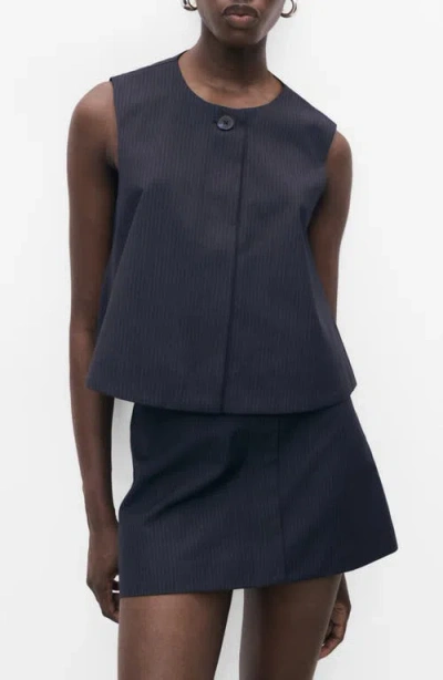 Mango Pinstripe Crop Vest In Animal Print
