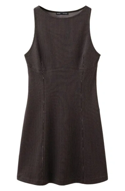 Mango Pinstripe Minidress In Brown