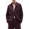 Mango Pinstripe Oversize Button-up Shirt In Wine