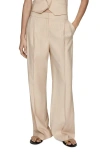 Mango Pinstripe Pants In Beige