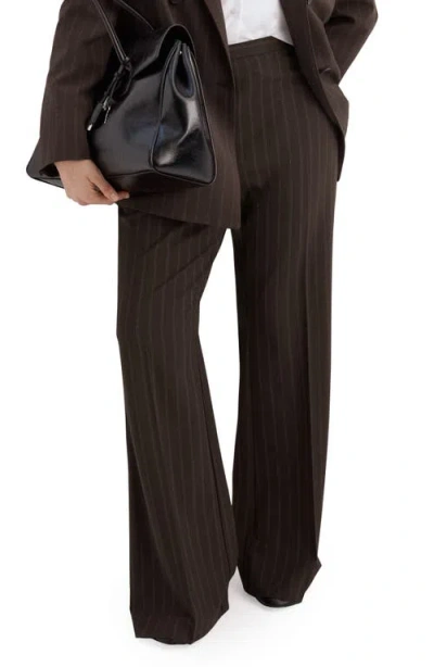 Mango Pinstripe Pants In Brown