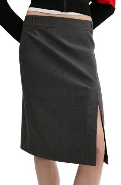 Mango Pinstripe Pencil Skirt In Grey