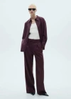 Mango Straight Checked Trousers Beige In Wine