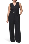 Mango Women's Belted Pinstripe Jumpsuit In Blue