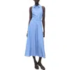 Mango Pinstripe Sleeveless Cotton & Linen Blend Shirtdress In Blue