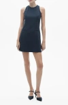 Mango Pinstripe Sleeveless Minidress In Dark Navy