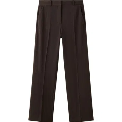 Mango Pinstripe Straight Leg Pants In Brown