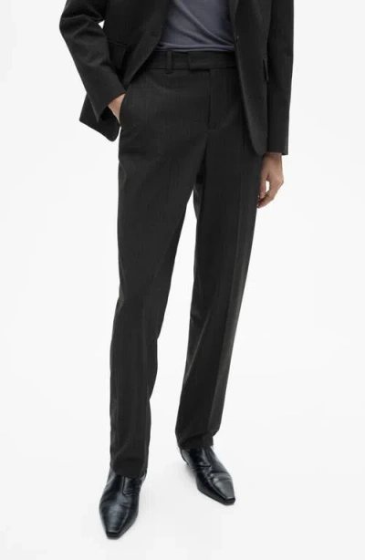 MANGO MANGO PINSTRIPE STRAIGHT LEG PANTS
