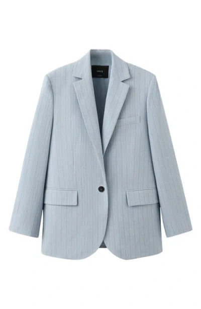 Mango Pinstripe Suit Blazer In Blue