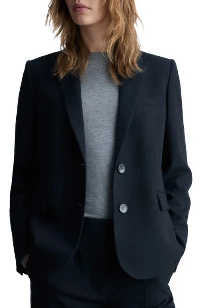 Mango Pinstripe Suit Blazer In Blue