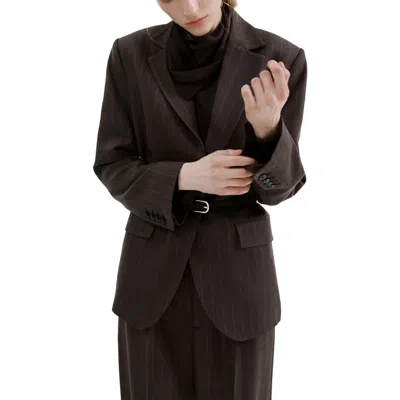 Mango Pinstripe Suit Blazer In Brown