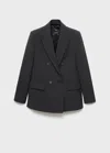 Mango Pinstripe Suit Jacket Dark Heather Grey In Gray
