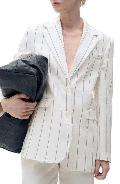 Mango Pinstripe Suit Jacket In Gold