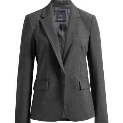 Mango Pinstripe Suit Jacket In Gray