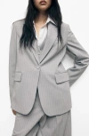 Mango Pinstripe Suit Jacket In Gray