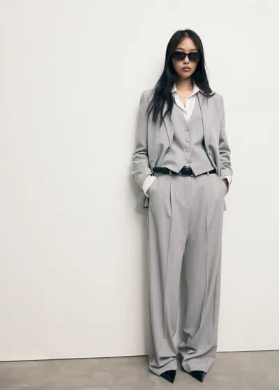 Mango Blazer Costume Rayures Tennis Gris - Femme - Xl -  In Gray