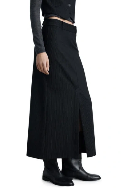 Mango Pinstripe Suit Skirt In Black