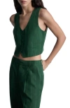 Mango Pinstripe Suit Vest In Green