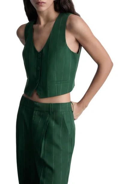 Mango Pinstripe Suit Vest In Green