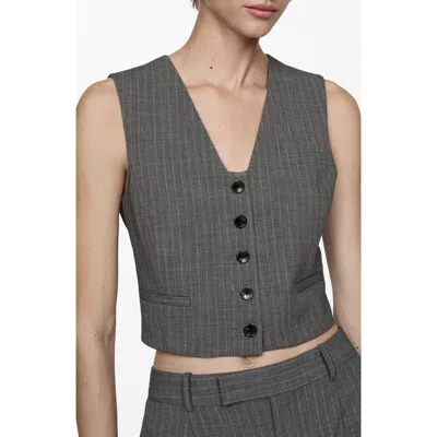Mango Pinstripe Suit Vest In Grey