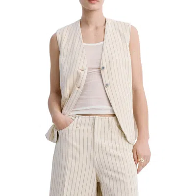 Mango Pinstripe Suit Vest In Neutral