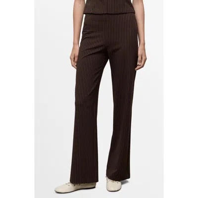 Mango Pinstripe Wide Leg Pants In Brown