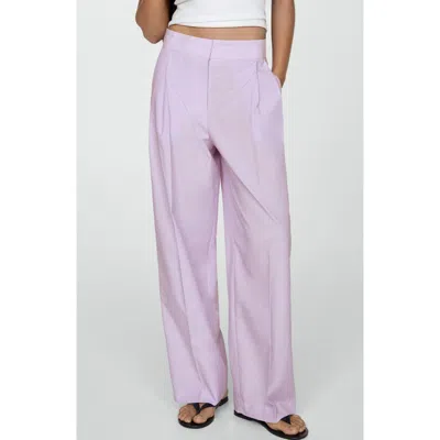 Mango Pinstripe Wide Leg Pants In Lilac