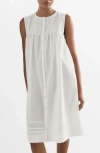 Mango Pintuck Accent Sleeveless Cotton Nightgown In White