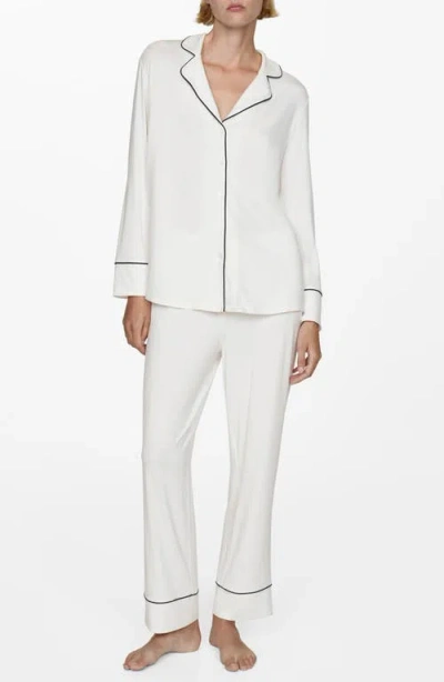 Mango Piped Pajamas In White
