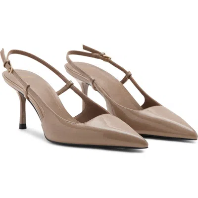 Mango Pistachio Pointed Toe Slingback Pump In Brown