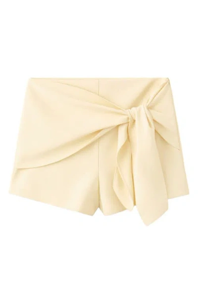 Mango Pistacho Belted Shorts In Yellow