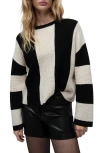 Mango Pitera Stripe Crewneck Sweater In Black