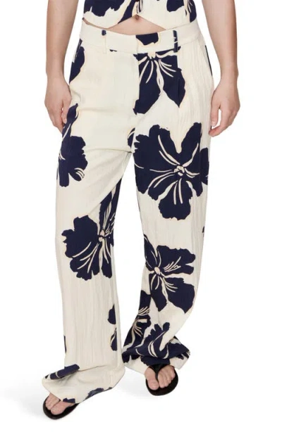 Mango Placed Floral Pants In White