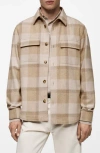 Mango Plaid Button-up Shirt In Beige