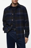 Mango Men's Slim-fit Checked Flannel Wool-blend Overshirt In Blue