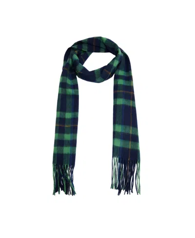 Mango Plaid Fringed-edge Wool Scarf, 11.81" W X 74.80" L In Green