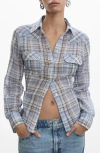 Mango Women's Check Cotton Shirt In Blue