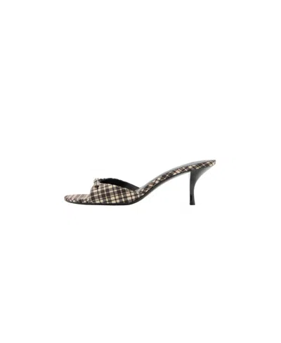 Mango Plaid Kitten-heel Sandals In Vanilla