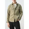Mango Checked Jacket With Button Print Olive Green In Green