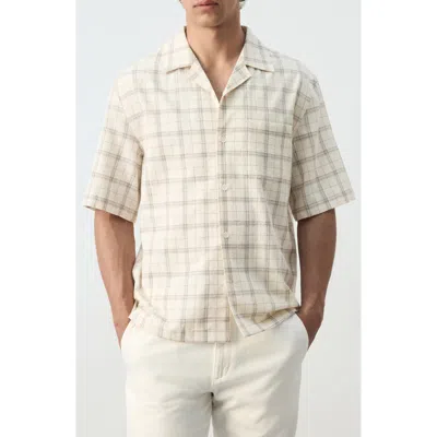 Mango Plaid Short Sleeve Button-up Shirt In White