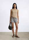 Mango Plain Asymmetrical Top In Brown