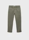 Mango Kids' Plain Chino Trousers Khaki In Green