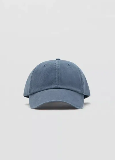 Mango Plain Cotton Cap In Blue